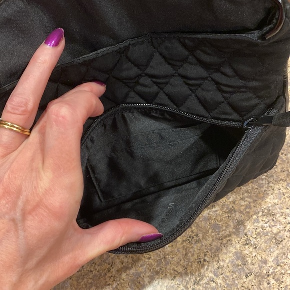 NWT Vera Bradley Quilted Folded Flap Classic Black Wristlet Bag Purse